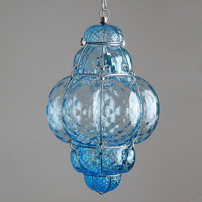 Venetian Hanging Lamp Medium Bellezza Aquamarine