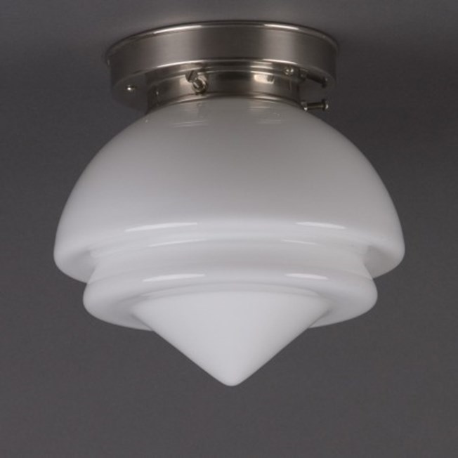 Ceilinglamp Gispen Point Large opal white glass with layered mattnickel fixture