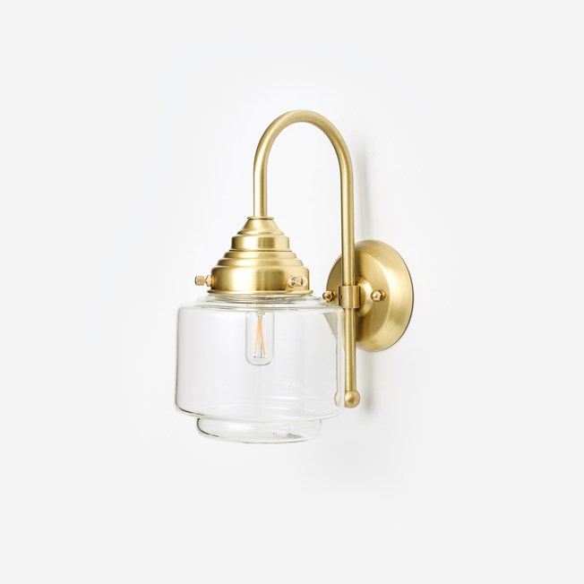 Wall Lamp Stepped Cylinder Small Clear Meander Brass