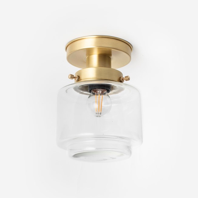 Ceiling Lamp Stepped Cylinder Small Clear 20's Brass