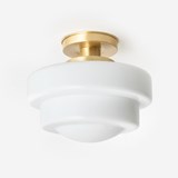 Ceiling Lamp Semi-Round Stepped Globe 20's Brass