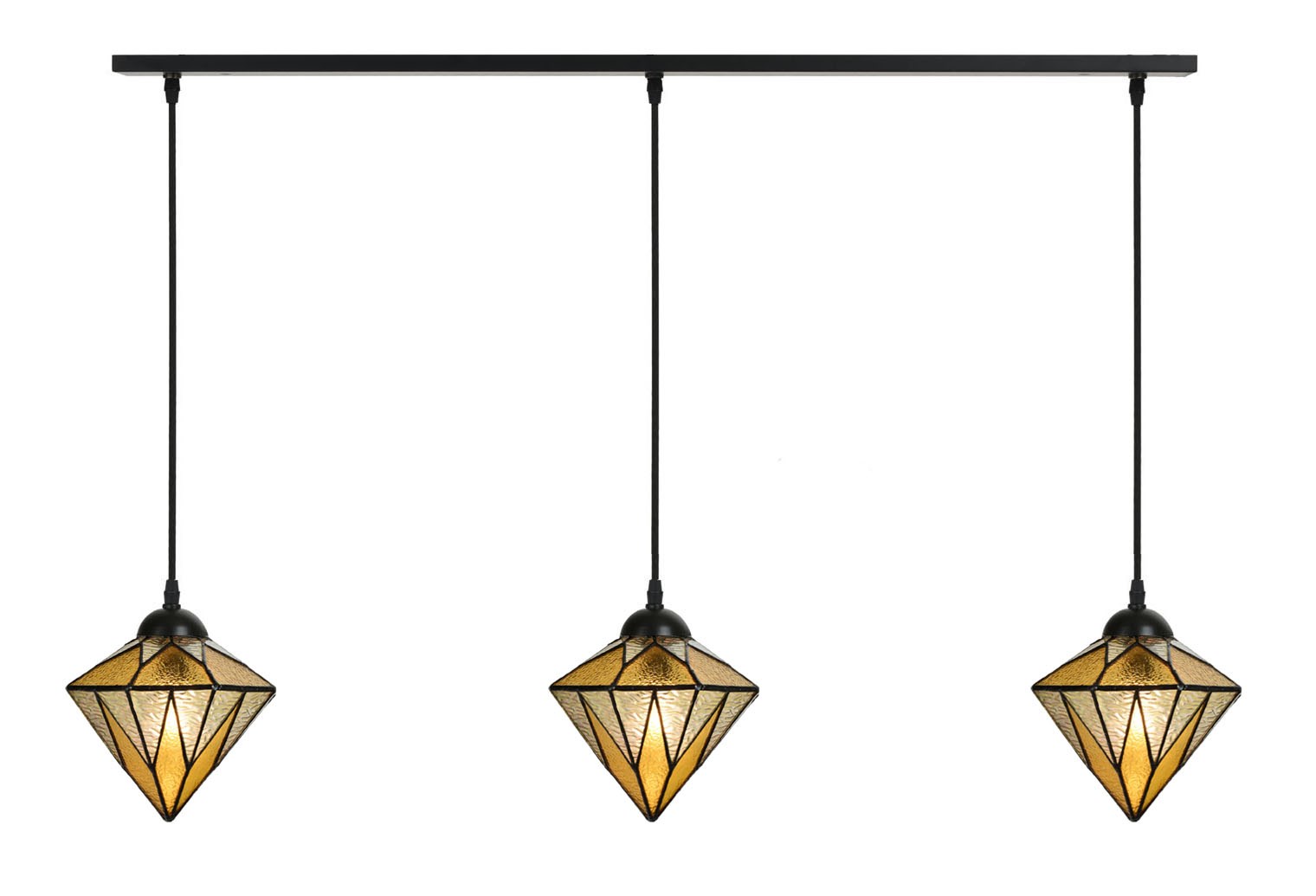 3 x Tiffany Aiko Yellow on ceiling beam