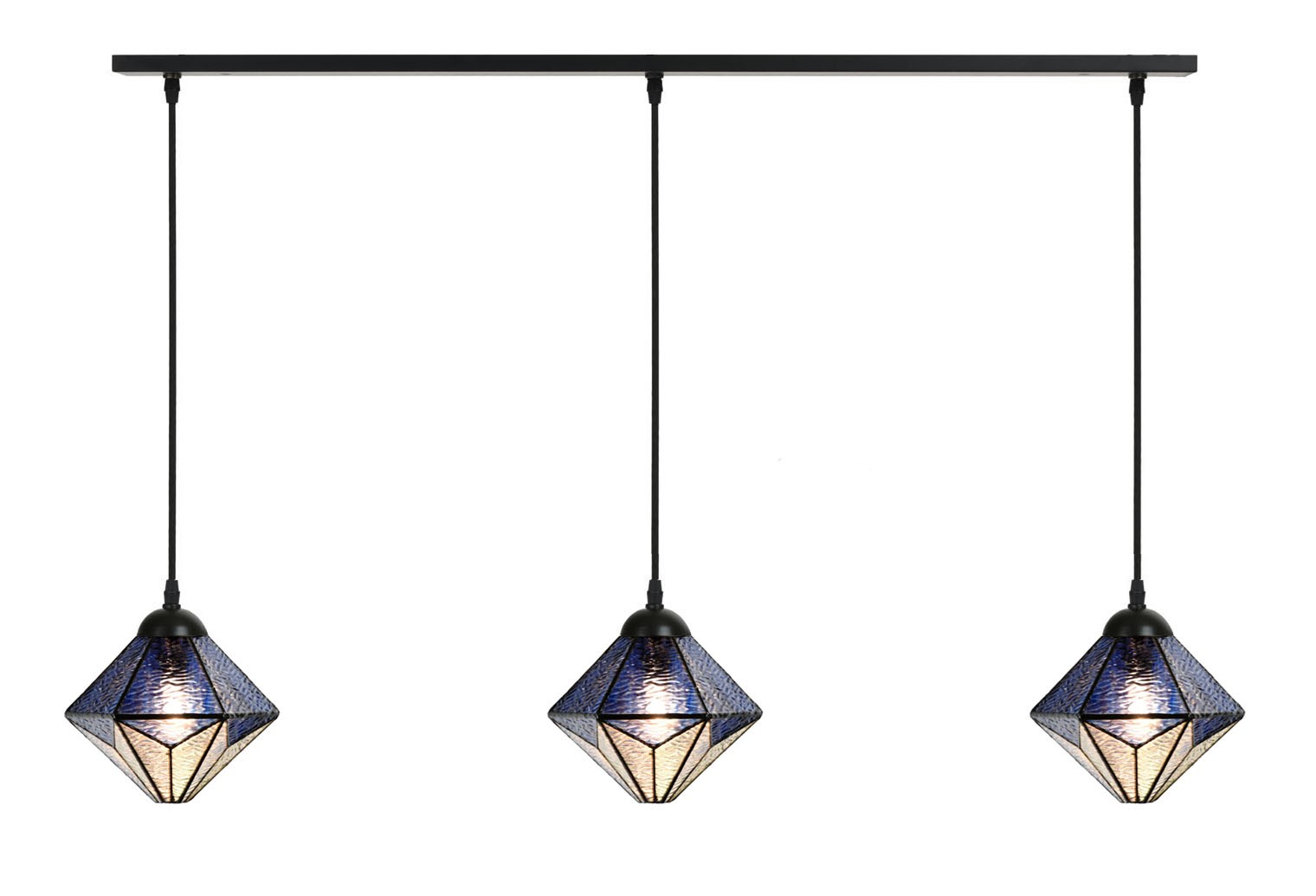 3 x Tiffany Akira Blue on ceiling beam