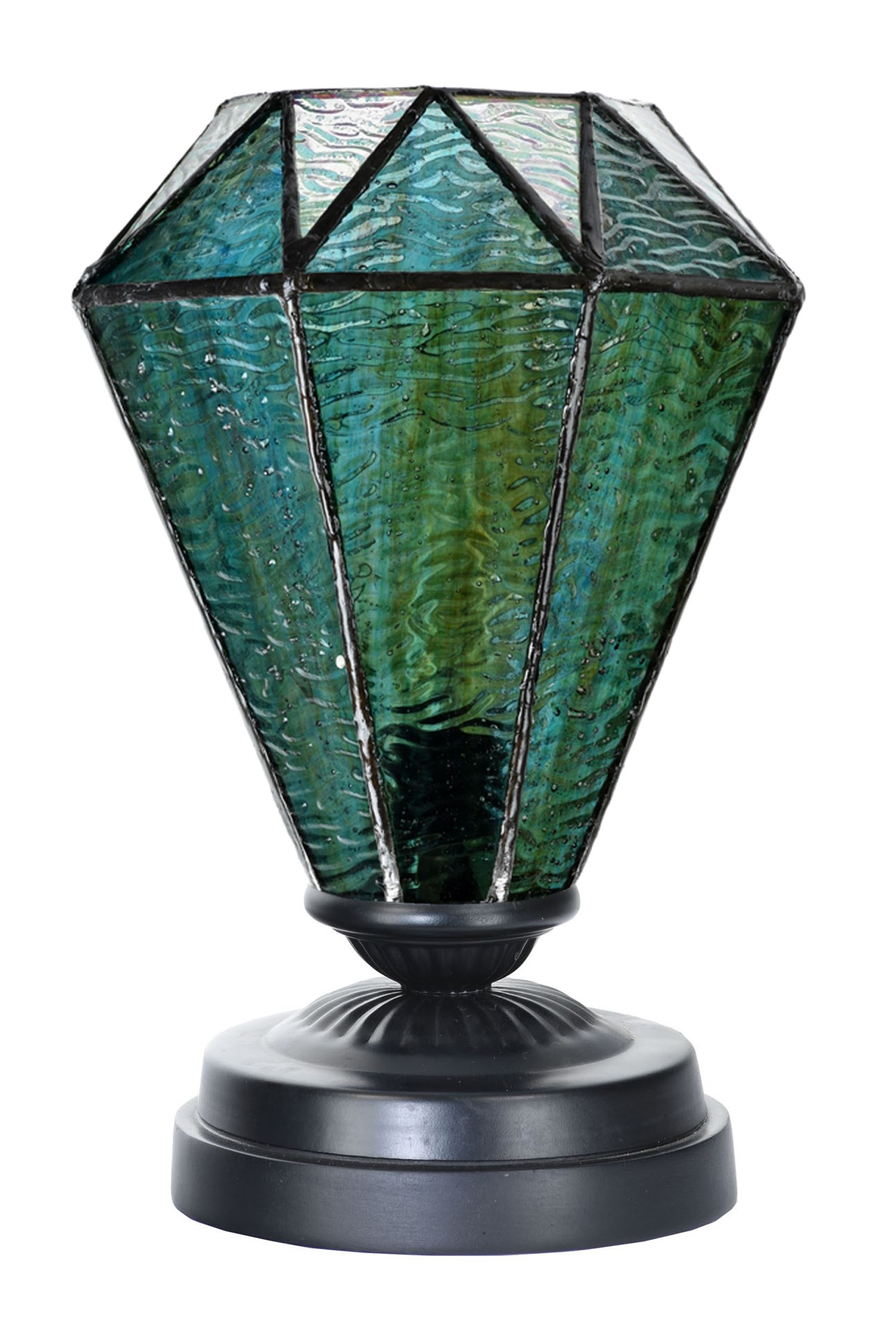 Tiffany low table lamp black with Arata Green