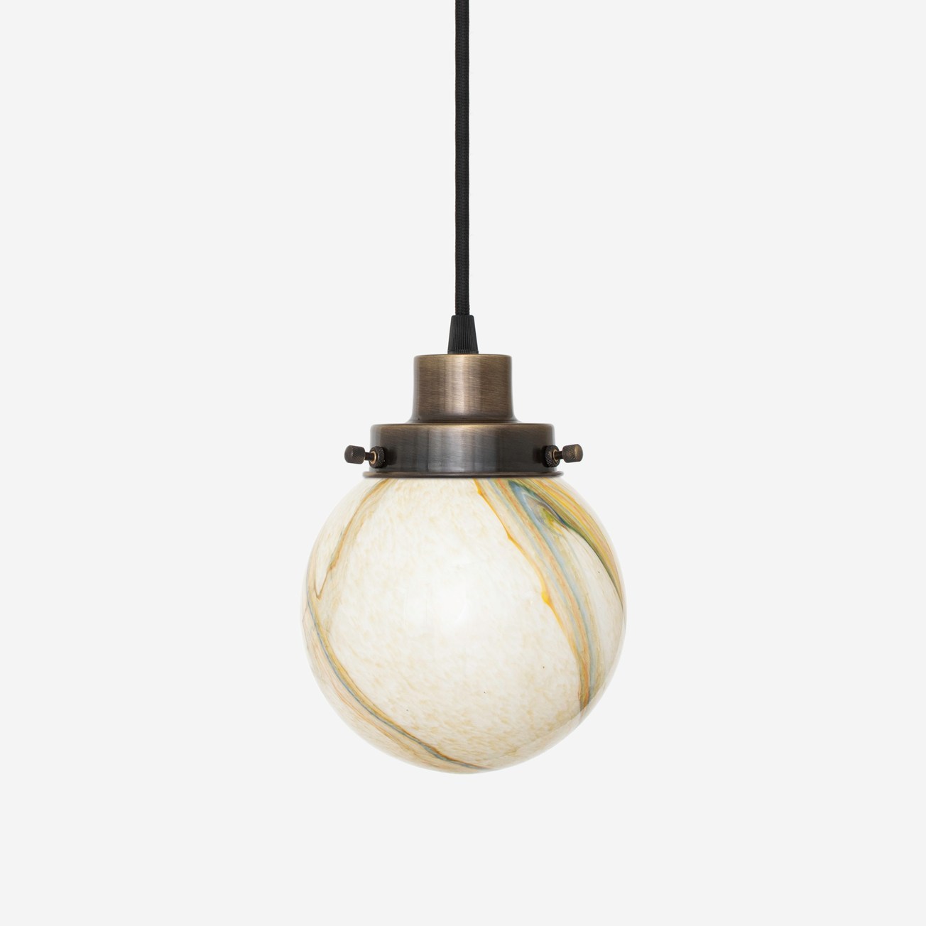 Corded pendant lamp Marble sphere 20s Bronze