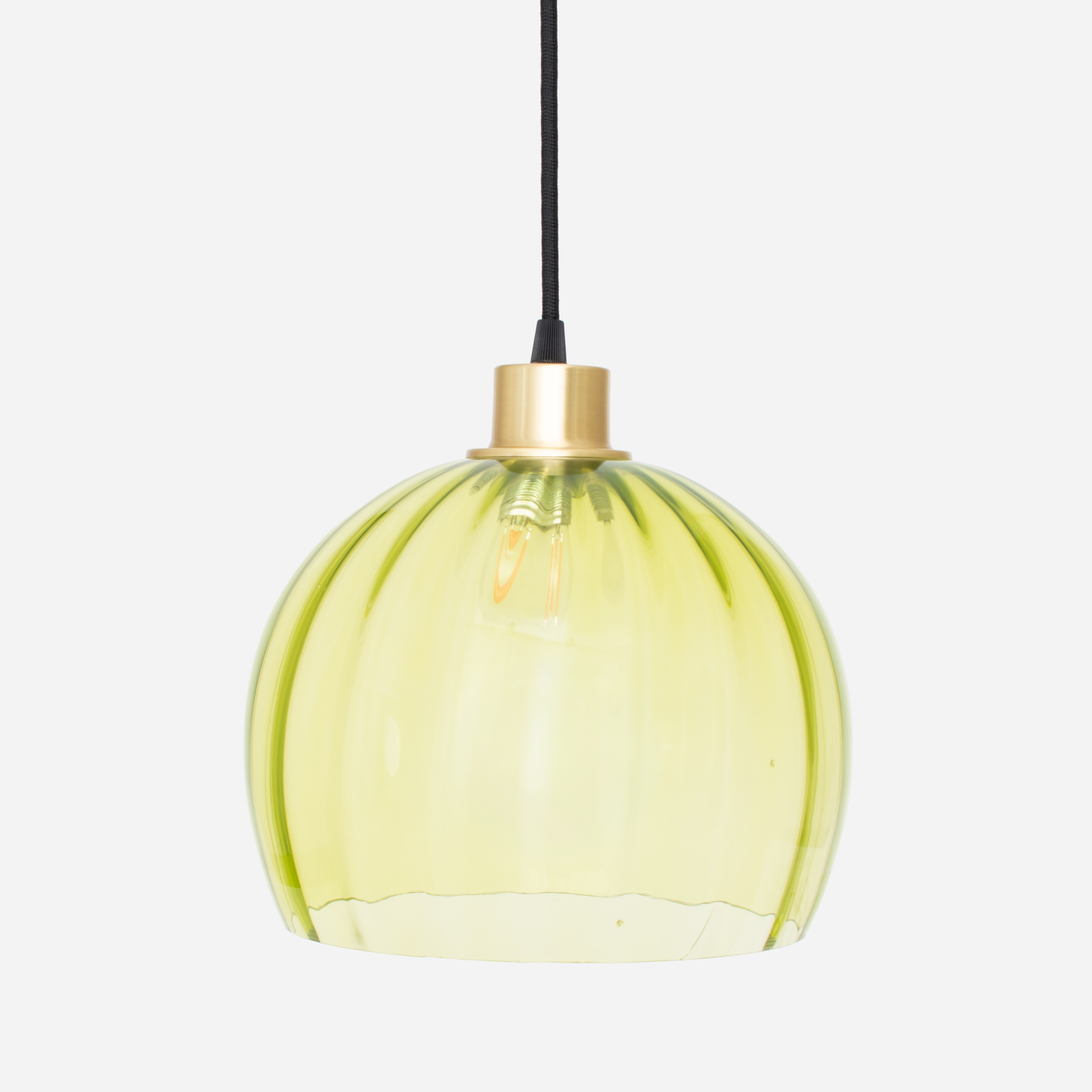 Hanging lamp on cord Calabash Large Anika Green 20's Brass
