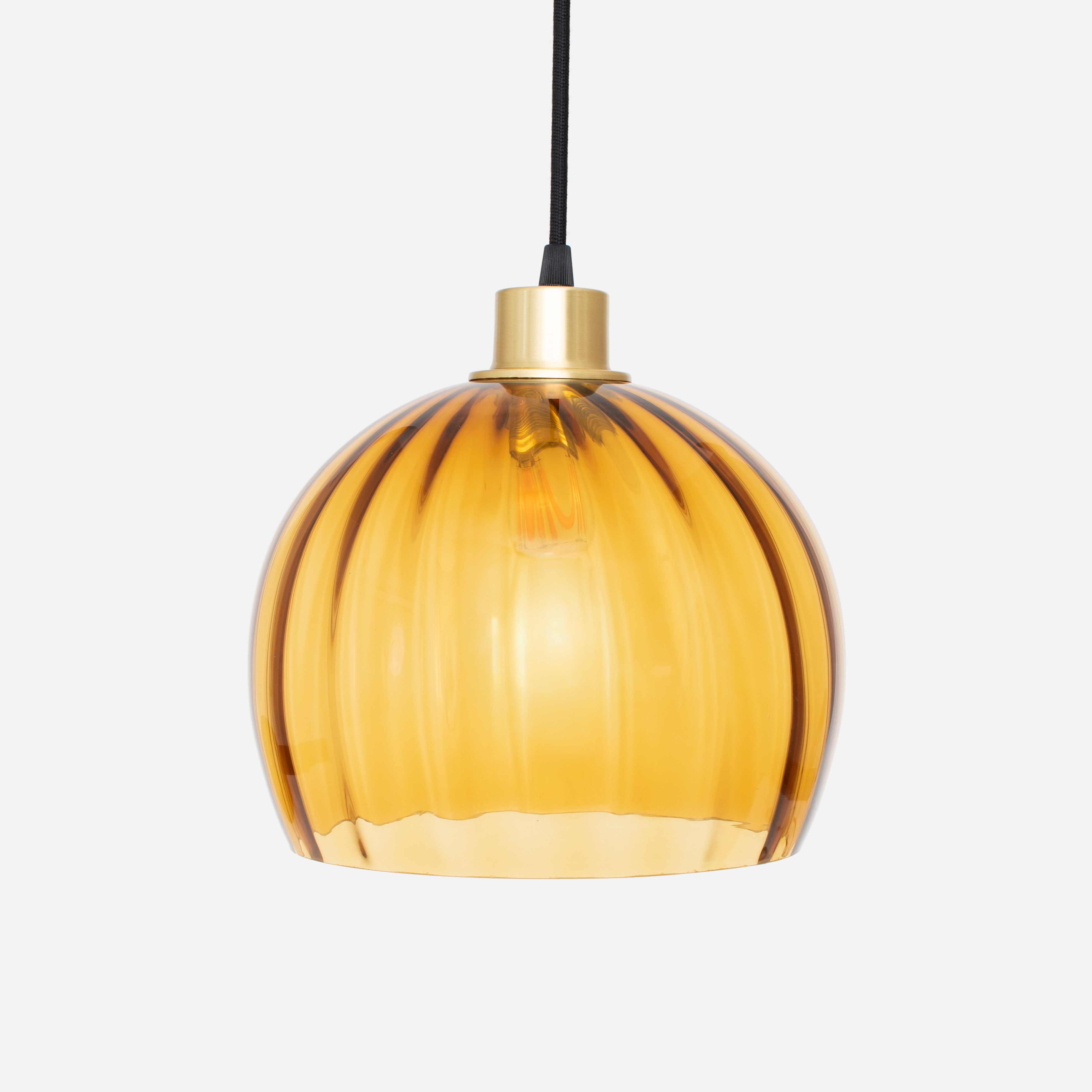 Hanging lamp on cord Calabash Large Amber 20's Brass