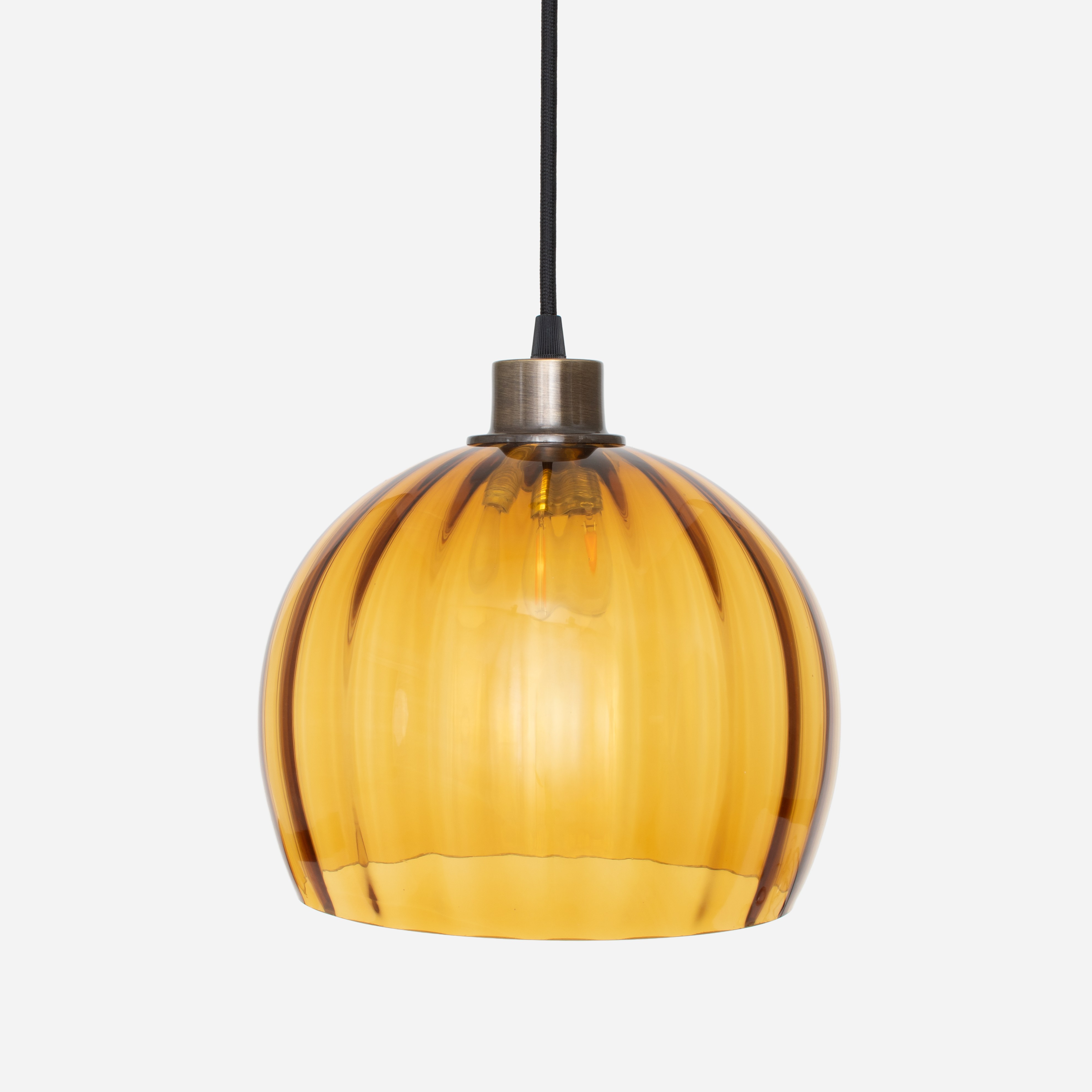 Hanging lamp on cord Calabash Large Amber 20's Bronze