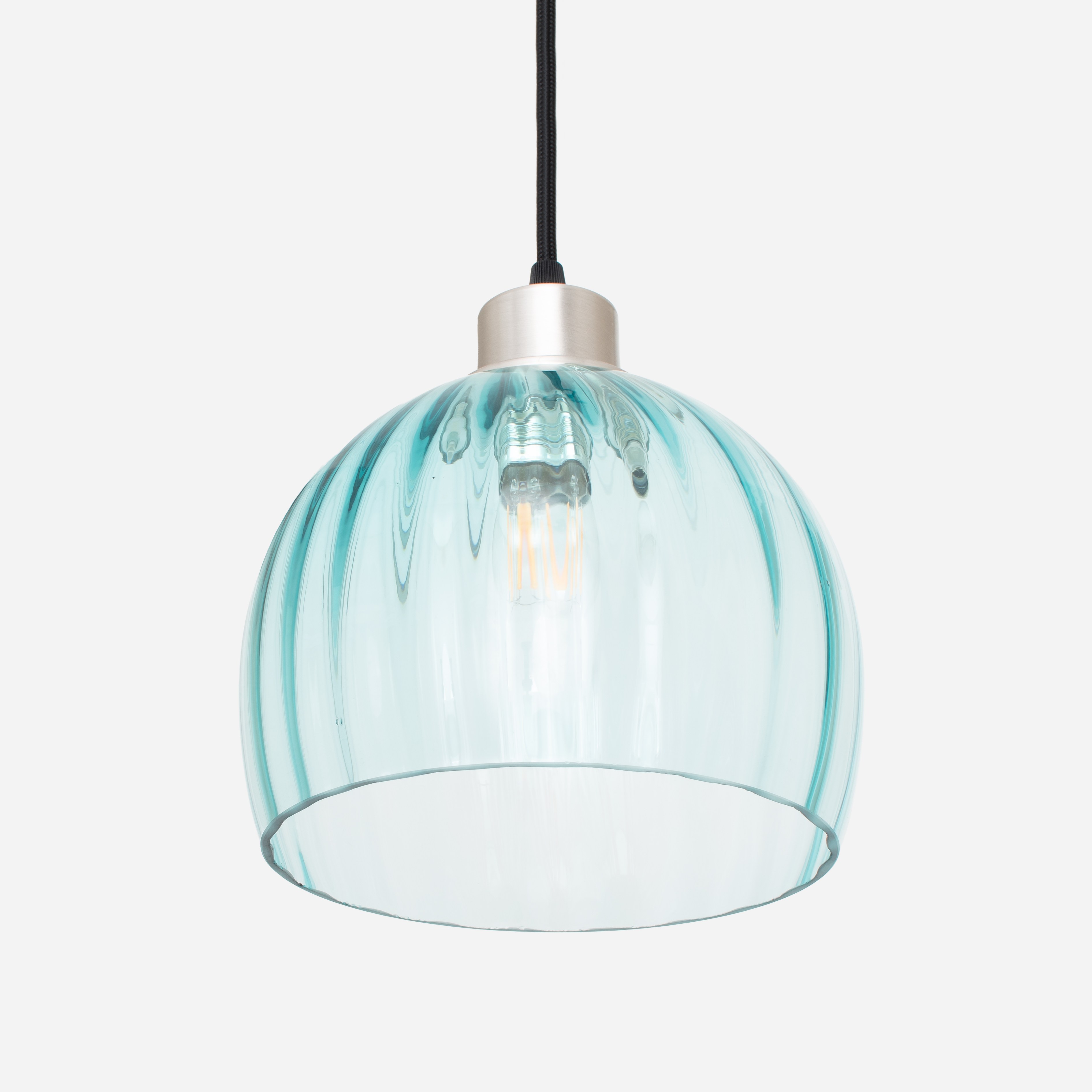Hanging lamp on cord Calabash Medium Blue Ballet 20's Matt nickel