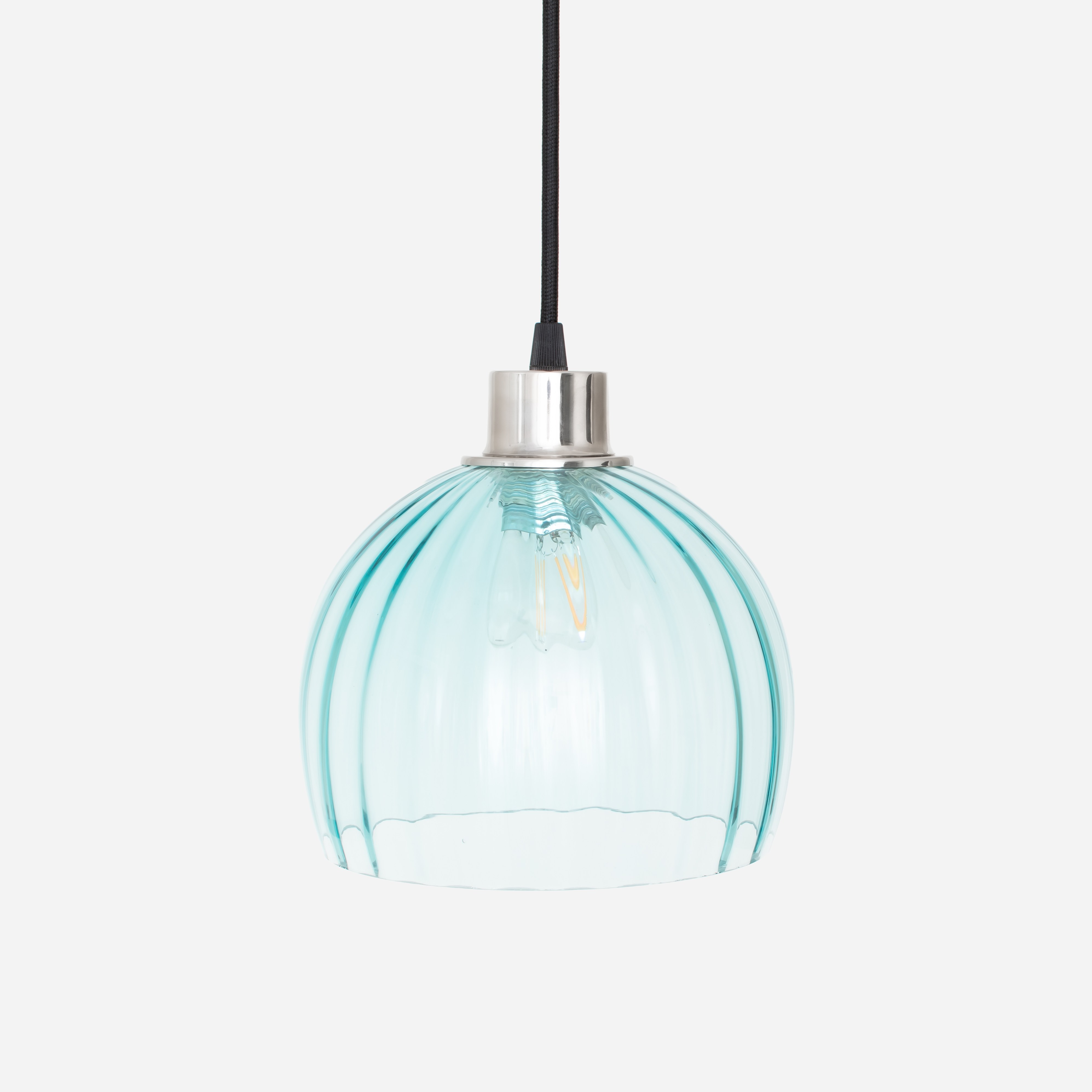Hanging lamp on cord Calabash Medium Blue Ballet 20's Nickel