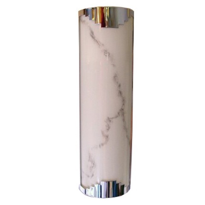 Wall lamp Auba with shiny nickel finish and creamwhite marbled glass with grey grain
