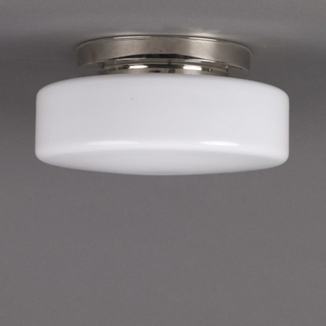 Ceilinglamp Peppermint in opal white glass with layered nickel fixture