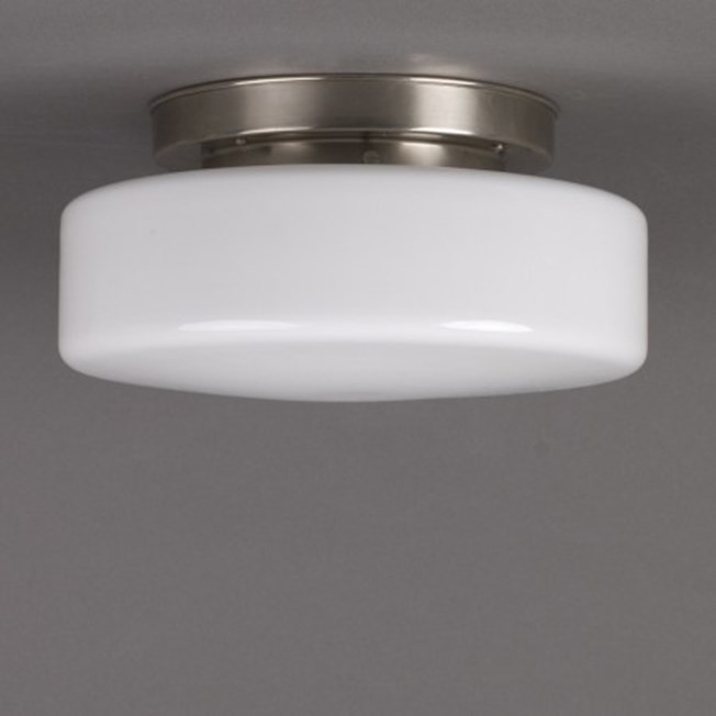 Ceilinglamp Peppermint in opal white glass with layered mattnickel fixture