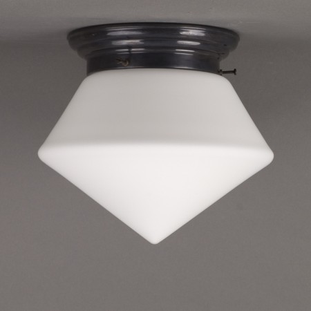 Ceilinglamp La Balise in matt opal white glass with rounded bronzed fixture