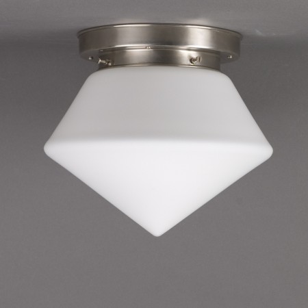 Ceilinglamp La Balise in matt opal white glass with layered matt nickel fixture