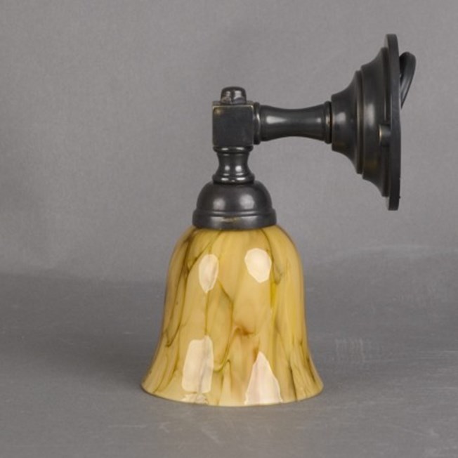 Bathroom wall lamp Bell with bronze finish and marble glass shade