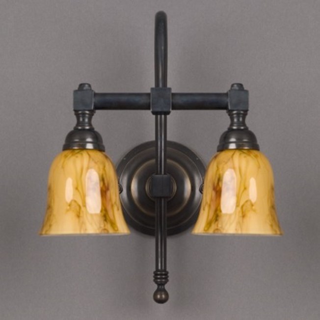 Bathroom wall lamp with marbled glass shade