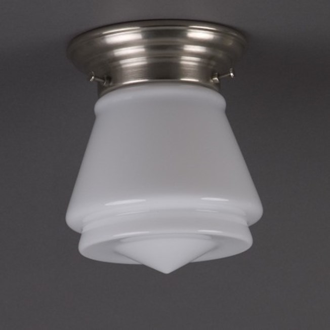 Ceilinglamp The Comets in opal white glass with rounded matt nickel fixture