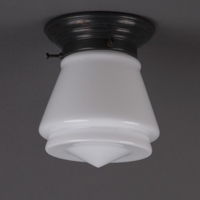 Ceilinglamp The Comets in opal white glass with rounded bronzed fixture