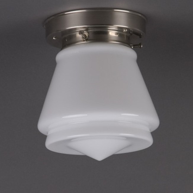 Ceilinglamp The Comets in opal white glass with layered matt nickel fixture