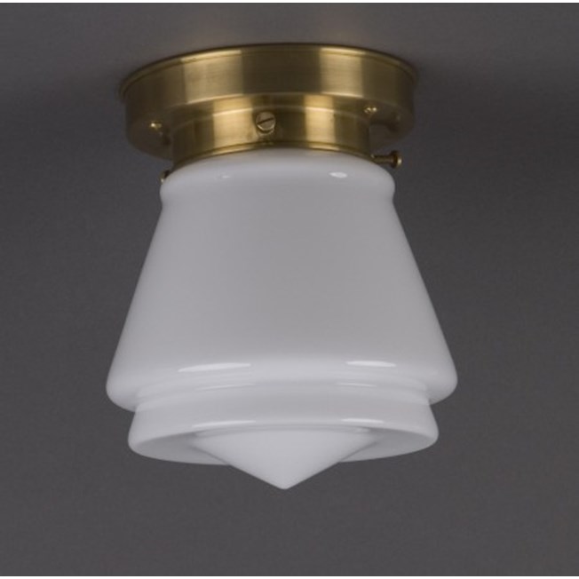 Ceilinglamp The Comets in opal white glass with layered brass armature