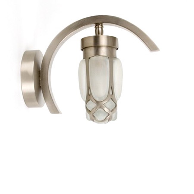 Side view wall lamp Jugendstil Unica with matted nickel finish