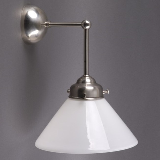 Wall lamp Cono with matted nickel, rounded finish and vertical pendulum