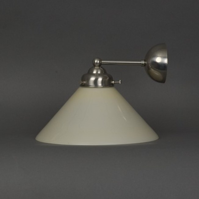 Wall lamp Cono with rounded, matted nickel finish and yellow glass shade