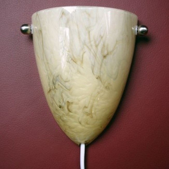 Wall lamp with marbled glass, matted nickel finish and flex and plug
