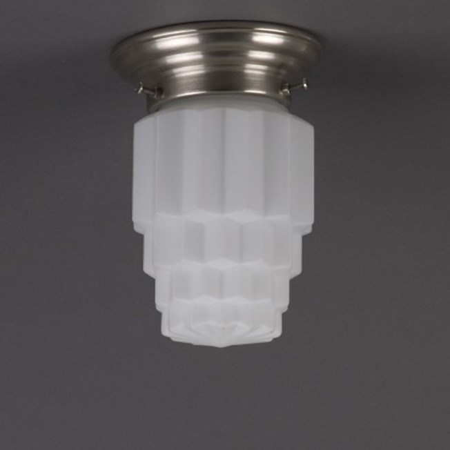Ceilinglamp Deco Coupe small in matt opal glass with rounded matt nickel fixture