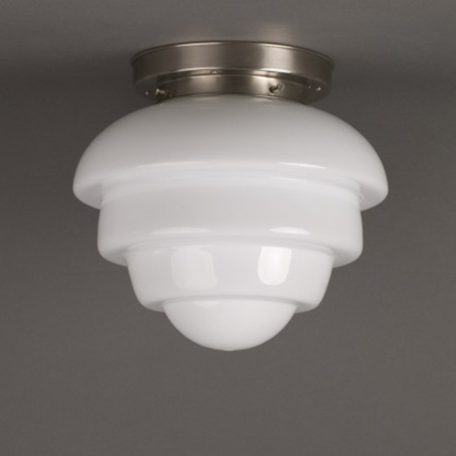 Ceilinglamp Citrus in opal white glass with layered matt nickel fixture