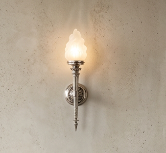Castle wall Lamp Torch Large with Various Glass Lampshades