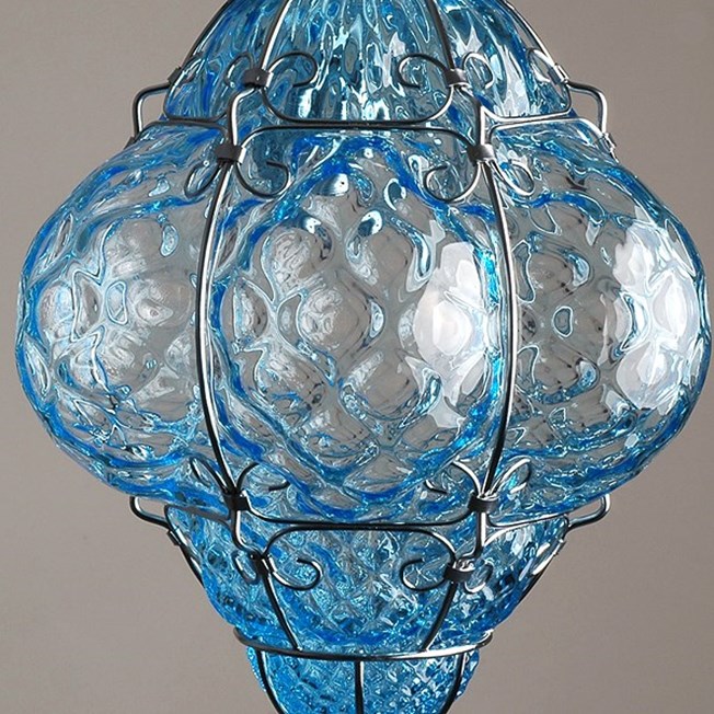 Detail Venetian Hanging Lamp Small Bellezza Aquamarine