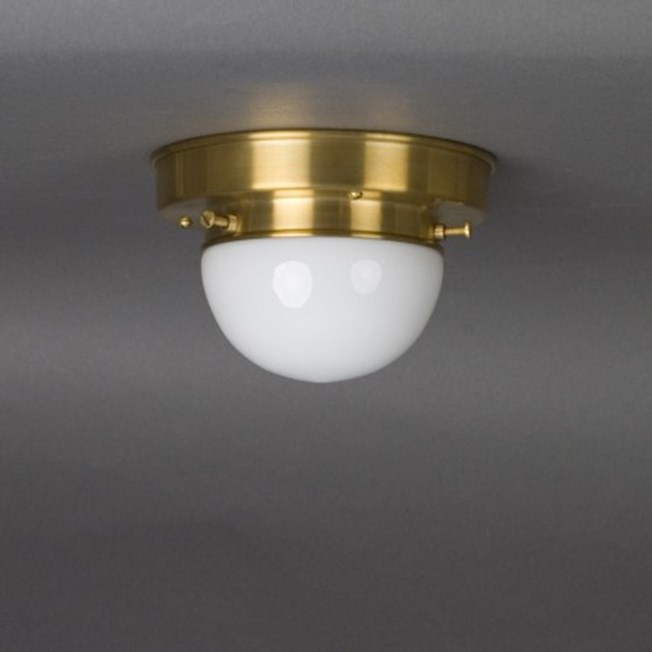 Ceilinglamp Lauritsen in opal white glass with layered brass fixture