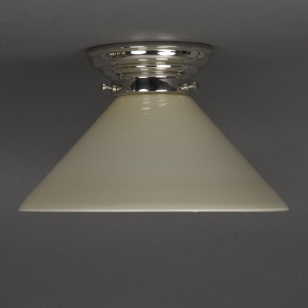 Ceilinglamp Cono with light yellow/ cebe / ivory glass with rounded nickel fixture