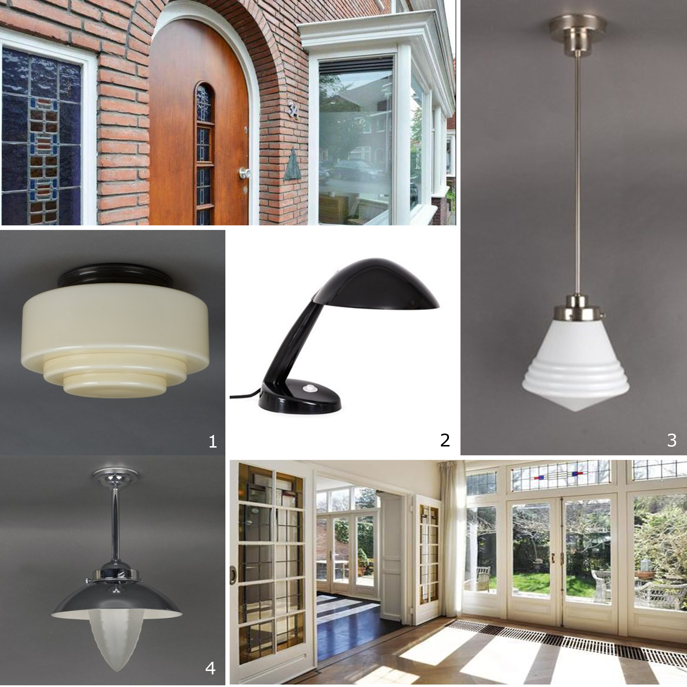Jaren '30 Verlichting Collage Jaren '30 Verlichting Collage