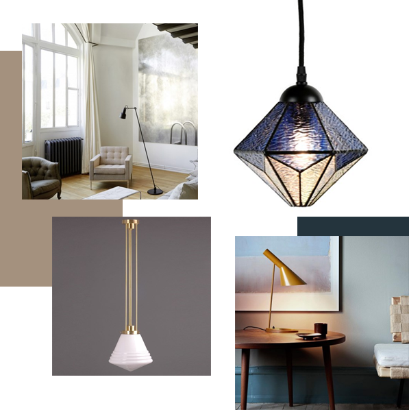 Floor Lamp La Lampe Gras No. 230, Tiffany Hanging Lamp Akira Blue, Quattro School Luxe Hanging Lamp, Louis Poulsen AJ Table Lamp Floor Lamp La Lampe Gras No. 230, Tiffany Hanging Lamp Akira Blue, Quattro School Luxe Hanging Lamp, Louis Poulsen AJ Table Lamp